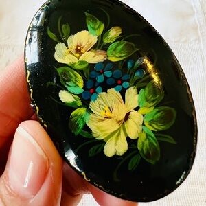 Vintage Russian Floral Brooch